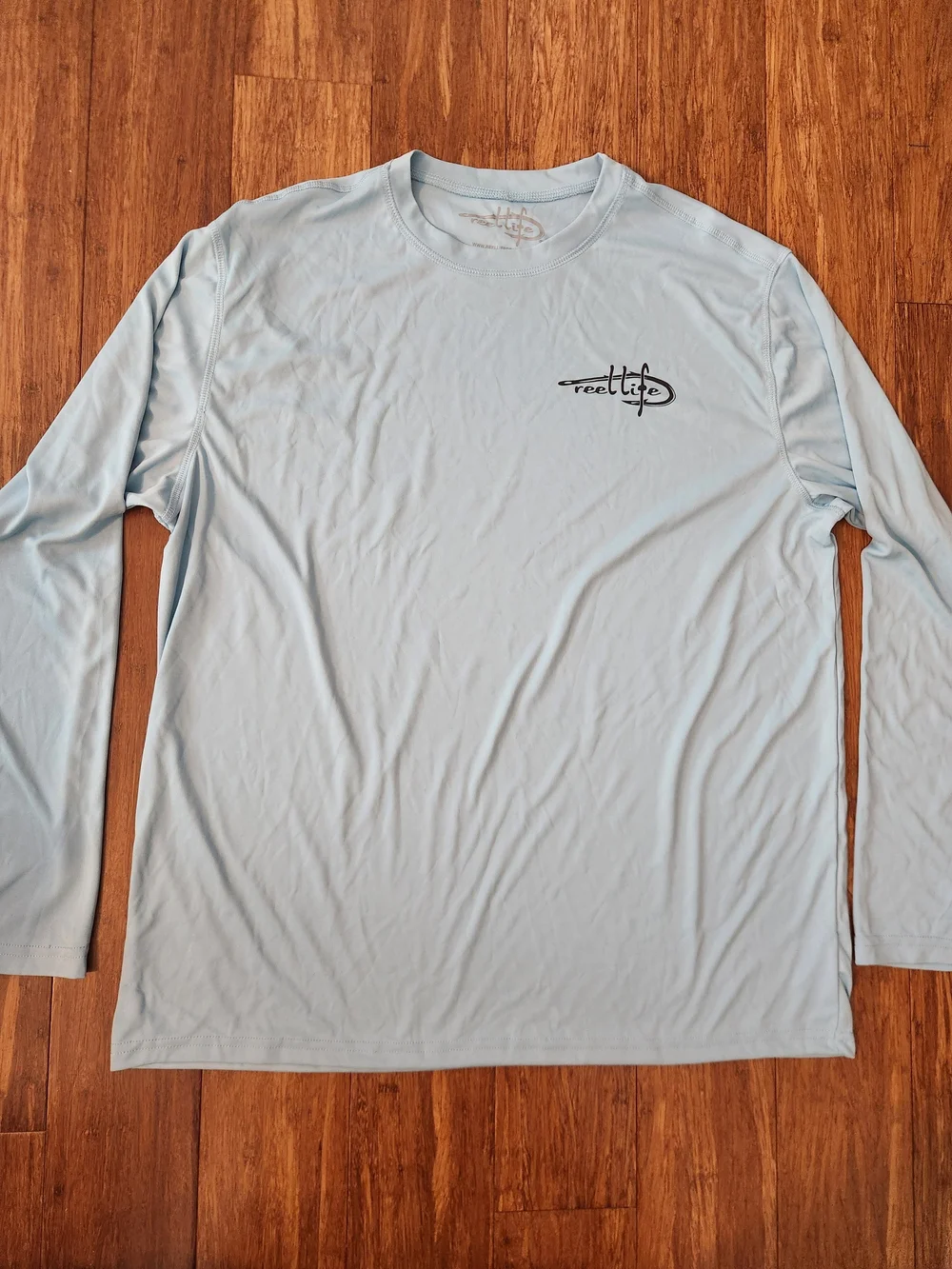 Reel Life Mens Sun Protection UV Rashguard Shirt Light Blue Long Sleeve Tee, XL